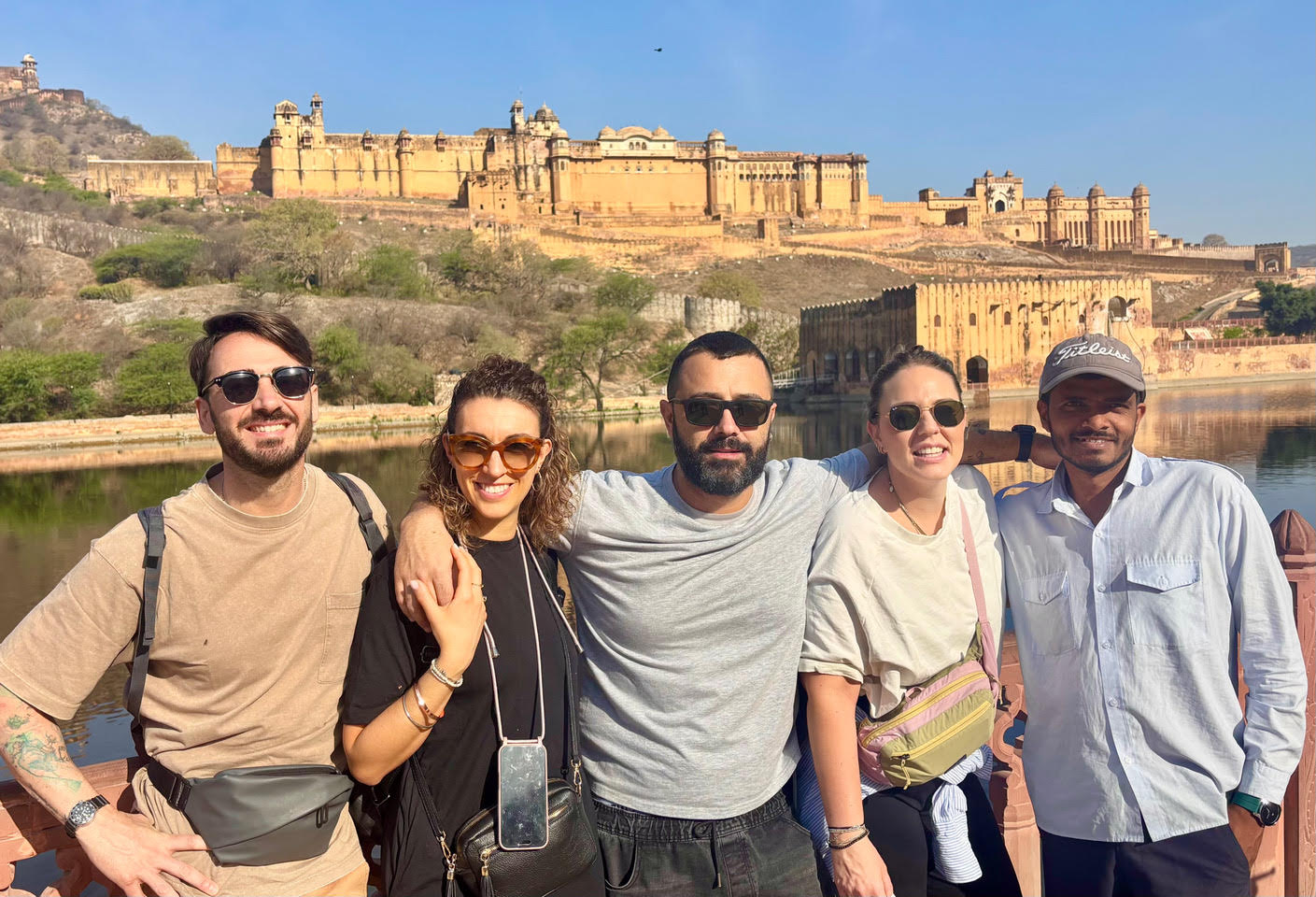 Amit with travellers at Amber Fort